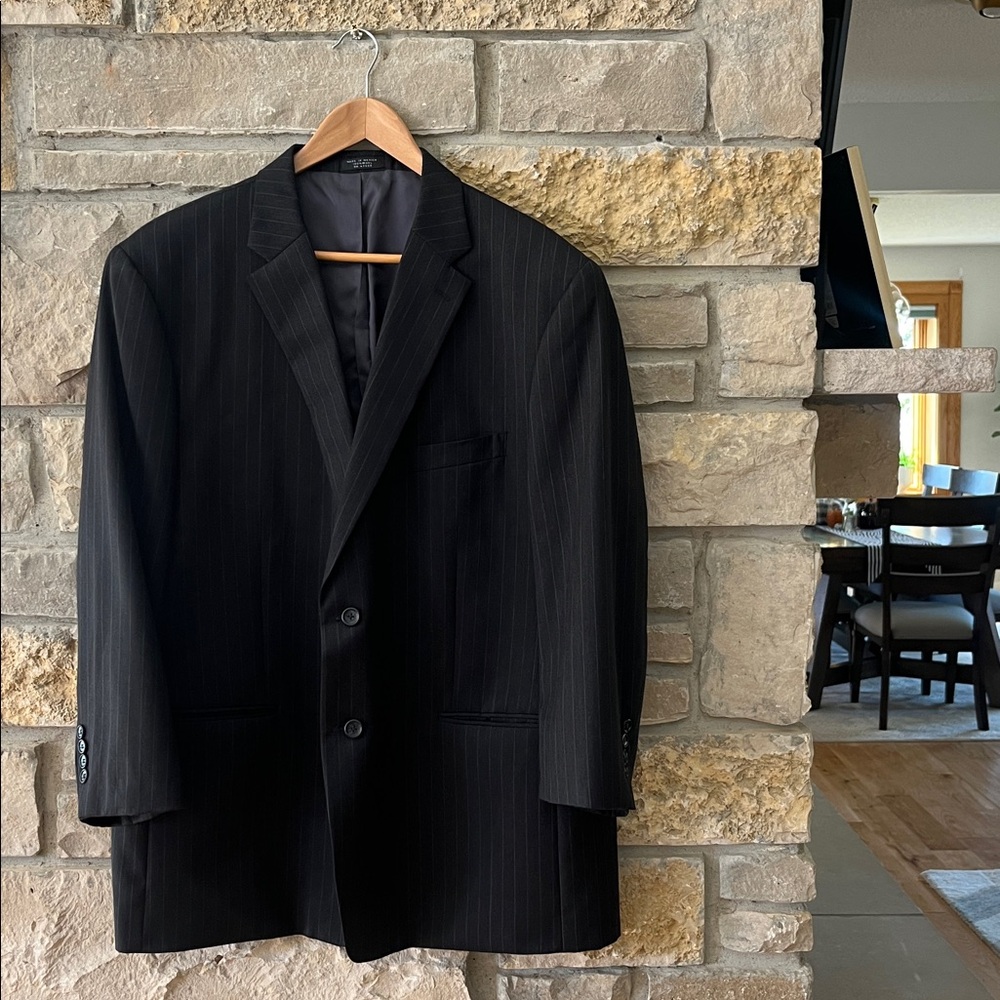 Jones New York Classic Men's Black Pinstripes Wool Blazer Size R50